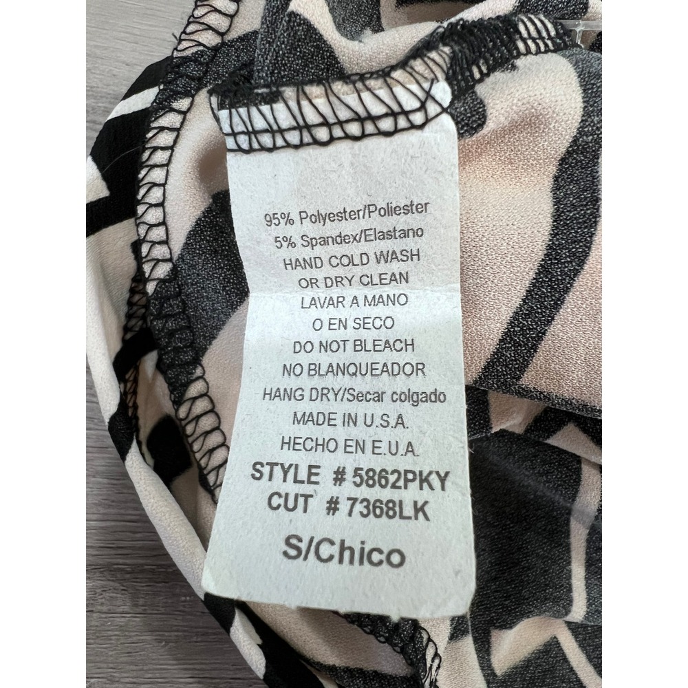 Vintage Forever 21 Y2K Geometric Wrap Top Ruffle Sleeve Black Cream Small NWT - Picture 5 of 14